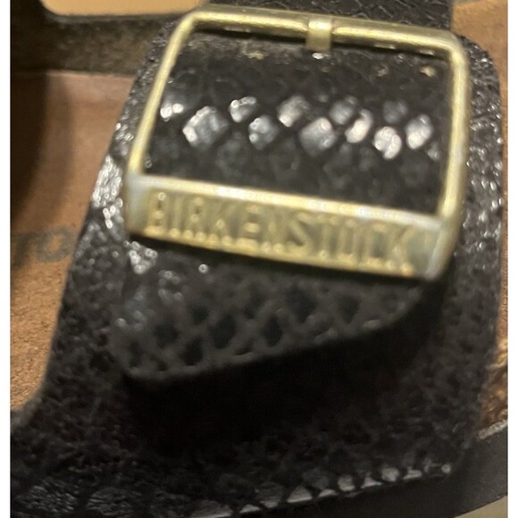 Birkenstock Arizona Shiny Snake Black Birko Flor Sandals Made in Germany Size 10 - Picture 9 of 16